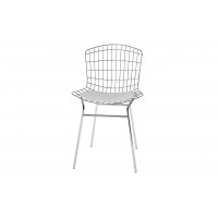 Manhattan Comfort 197AMC2 Madeline Metal Chair with Seat Cushion  in Silver and White